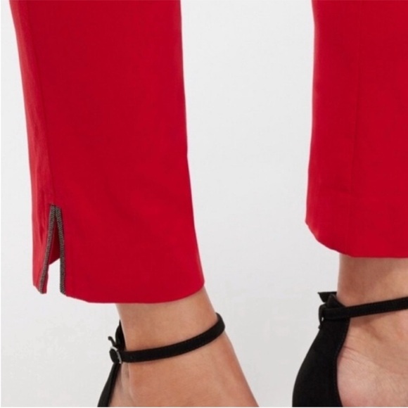 Chico’s 1.5R (10) Pants Brigitte Beaded Detail Ankle Pants Red black bling NWT - Picture 5 of 16